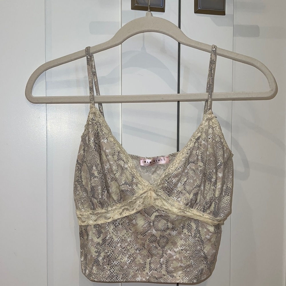 Snake Skin Tank Top with Lace